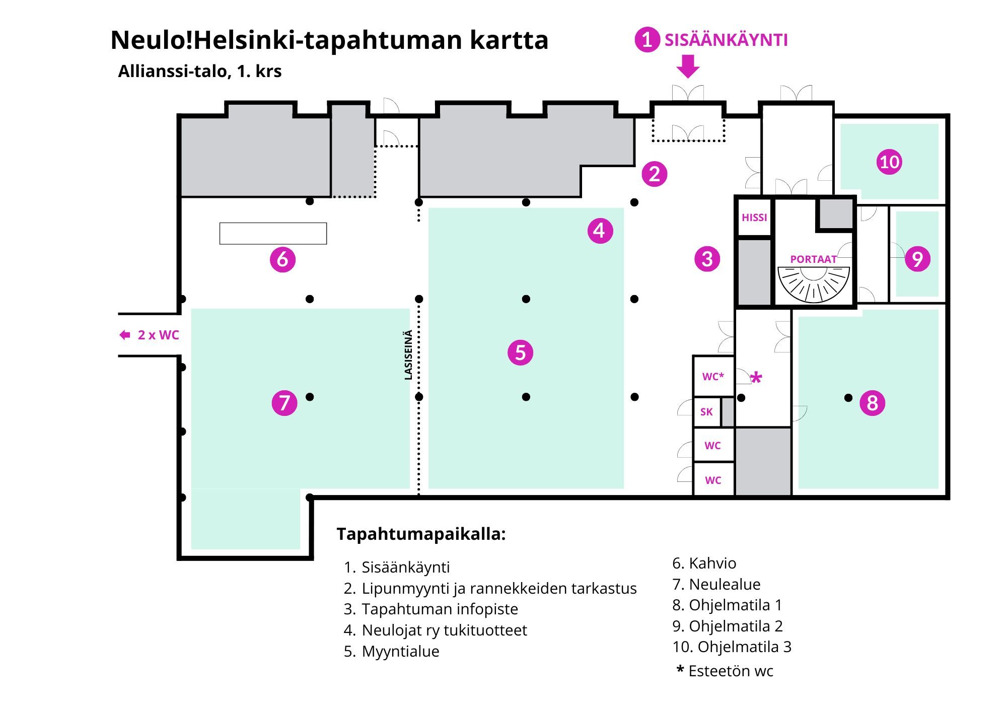 Tapahtuma-alueen pohjapiirustus, eli kuvakartta.